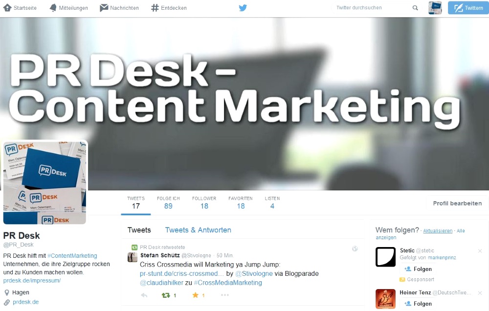 PR Desk betreibt aktiv Networking auf Google+, Twitter, Xing und LinkedIn.