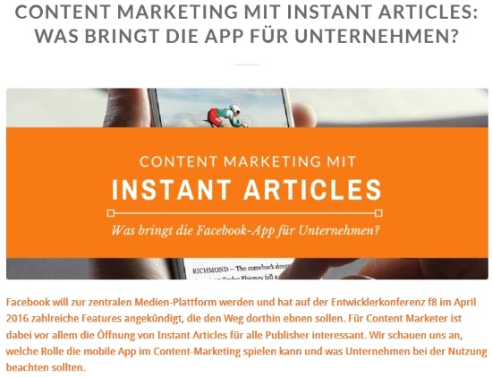 Istant Articles im Content Marketing