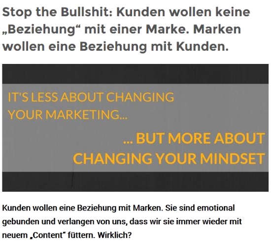 Kunden wollen keine Beziehung zu einer Marke aufbauen.