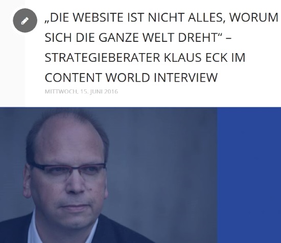 Content World interviewt Klaus Eck.