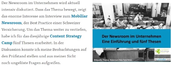 Fünf Thesen zum Newsroom im Unternehmen.