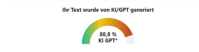 Screenshot: ZeroGPT-Ergebnis 88,8 Prozent KI für einen vor dem ChatGPT-Start geschriebenen Menschentext.